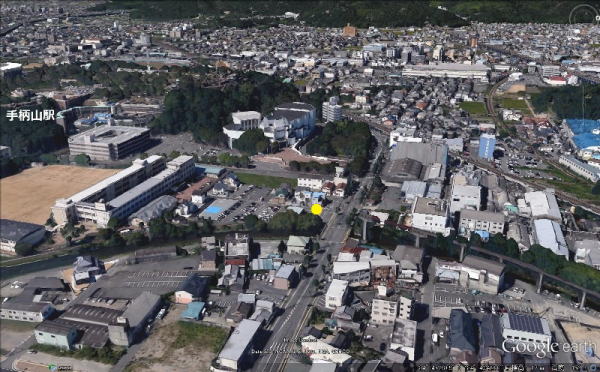 姫路市営モノレール手柄山駅周辺上空写真 写真撮影位置