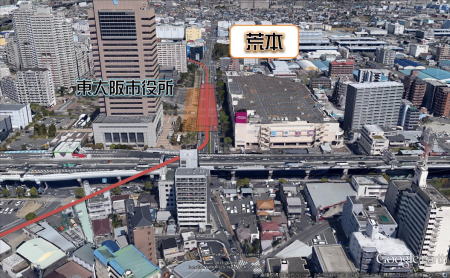 大阪モノレール延伸　荒本または東大阪駅建設位置