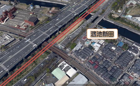 大阪モノレール延伸　鴻池新田駅建設位置拡大
