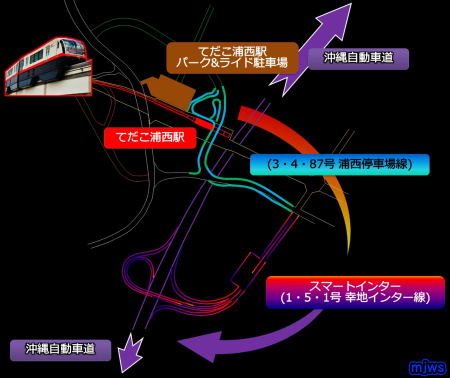 沖縄都市モノレールてだこ浦西駅周辺概略図