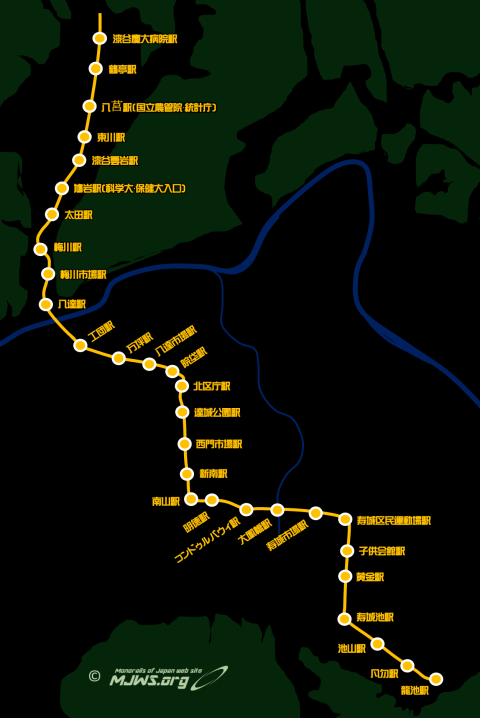 大邱都市鉄道3号線モノレール路線図