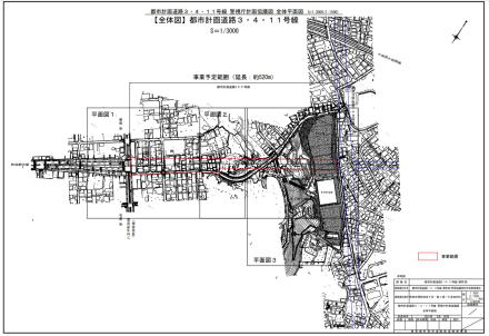 町田都市計画道路3・4・11号停車場成瀬線説明会計画図全体